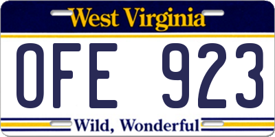 WV license plate OFE923
