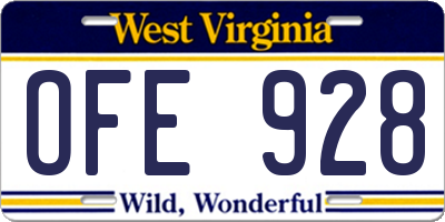 WV license plate OFE928
