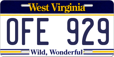 WV license plate OFE929