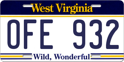 WV license plate OFE932