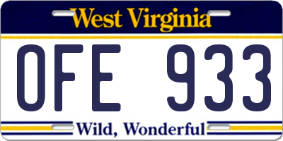 WV license plate OFE933