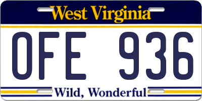 WV license plate OFE936