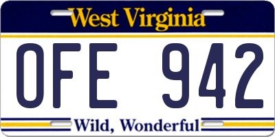 WV license plate OFE942
