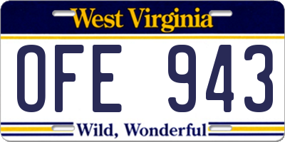 WV license plate OFE943