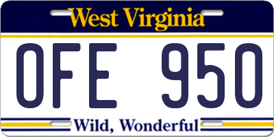 WV license plate OFE950