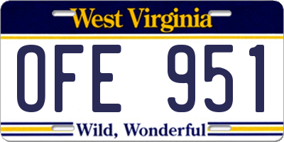 WV license plate OFE951