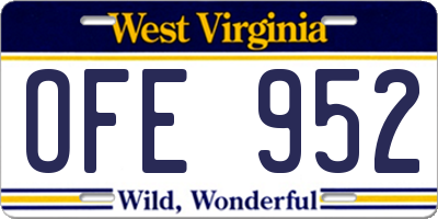 WV license plate OFE952