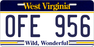 WV license plate OFE956