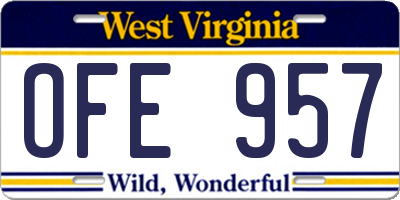 WV license plate OFE957