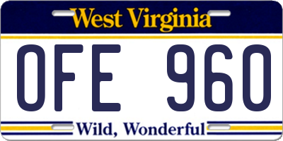 WV license plate OFE960