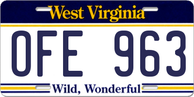WV license plate OFE963