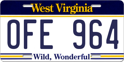 WV license plate OFE964