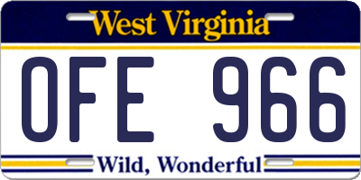 WV license plate OFE966