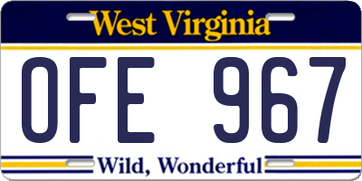 WV license plate OFE967