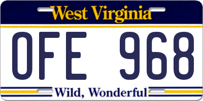 WV license plate OFE968