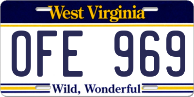 WV license plate OFE969