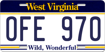 WV license plate OFE970