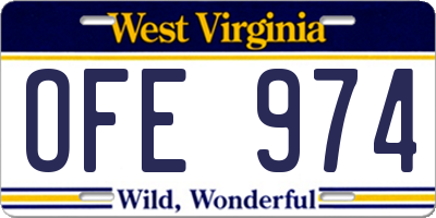 WV license plate OFE974