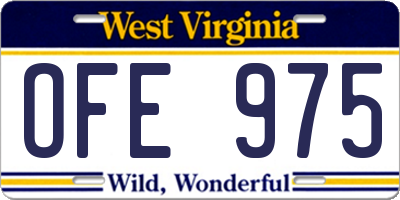WV license plate OFE975