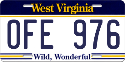 WV license plate OFE976