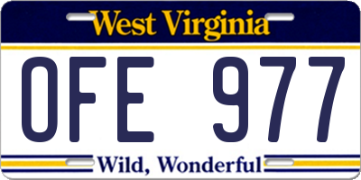 WV license plate OFE977