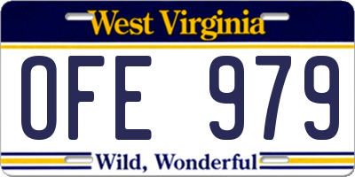 WV license plate OFE979