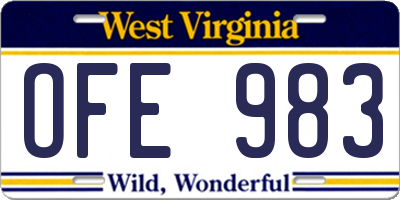 WV license plate OFE983