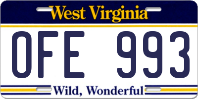 WV license plate OFE993