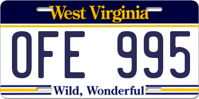 WV license plate OFE995