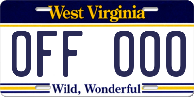 WV license plate OFF000