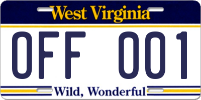 WV license plate OFF001