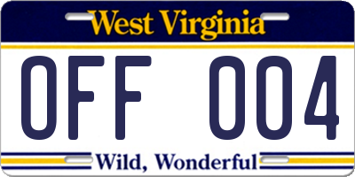 WV license plate OFF004