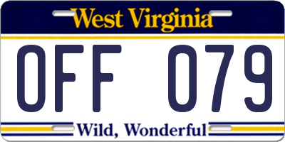 WV license plate OFF079