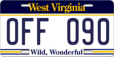 WV license plate OFF090