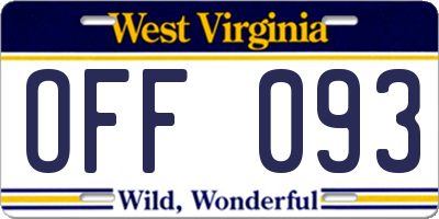 WV license plate OFF093