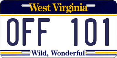 WV license plate OFF101