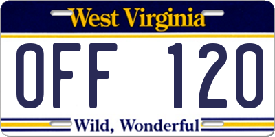 WV license plate OFF120