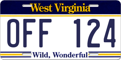 WV license plate OFF124