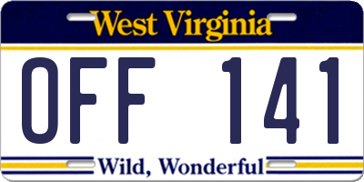 WV license plate OFF141