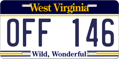 WV license plate OFF146