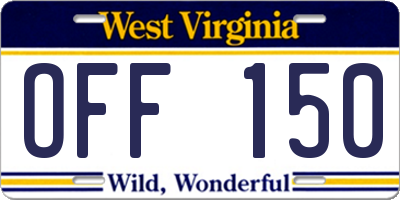WV license plate OFF150