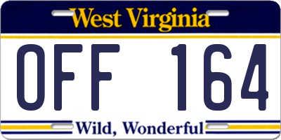 WV license plate OFF164