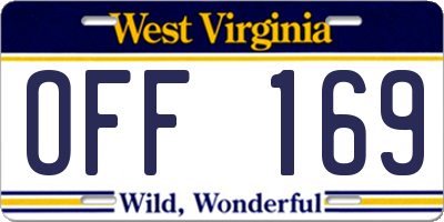 WV license plate OFF169