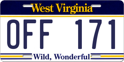 WV license plate OFF171