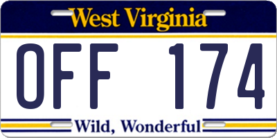 WV license plate OFF174