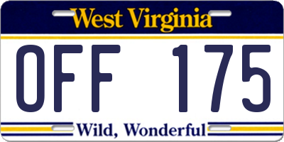 WV license plate OFF175