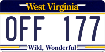 WV license plate OFF177