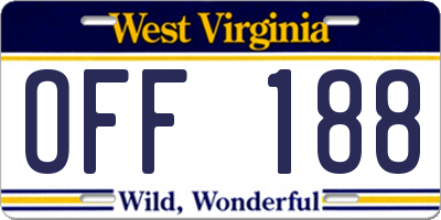 WV license plate OFF188