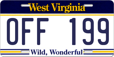 WV license plate OFF199
