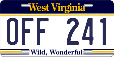 WV license plate OFF241